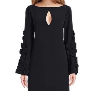 Alex Marie Navy Long Sleeve Dress with Floral Details